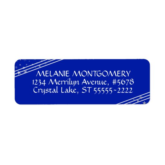 Étiquette Lignes et étoiles | Bleu royal modifié (Devant)