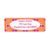 Étiquette Lignes orange et boîtes roses (Devant)