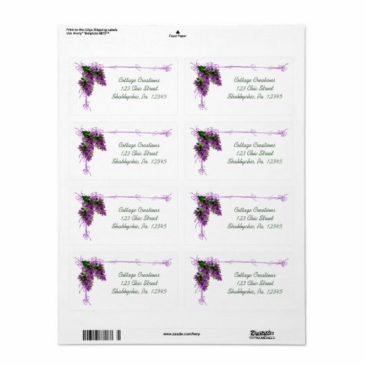 Étiquette Lilac (Feuille entière)