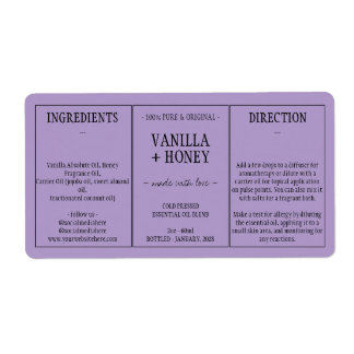 Étiquette Lilac Essential Huile Cosmétique Emballage de bout