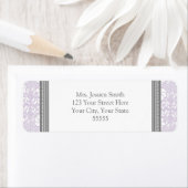 Étiquette Lilac Grey Damask Custom Return Address Labels (En situation)