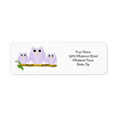 Étiquette Lilac Owls Design Return Address (Devant)