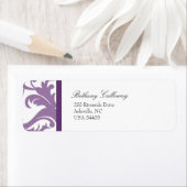 Étiquette Lilac Purple Elegant Damask Adresse de retour Labe (En situation)