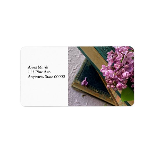 Étiquette Lilacs sur vieux livres (Devant)