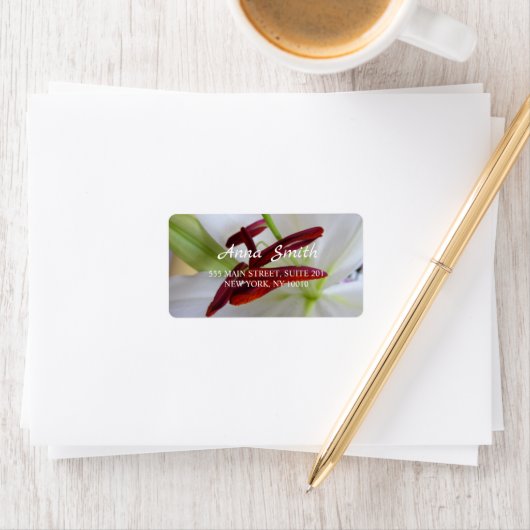 Étiquette Lily blanche, fleur. (En situation)