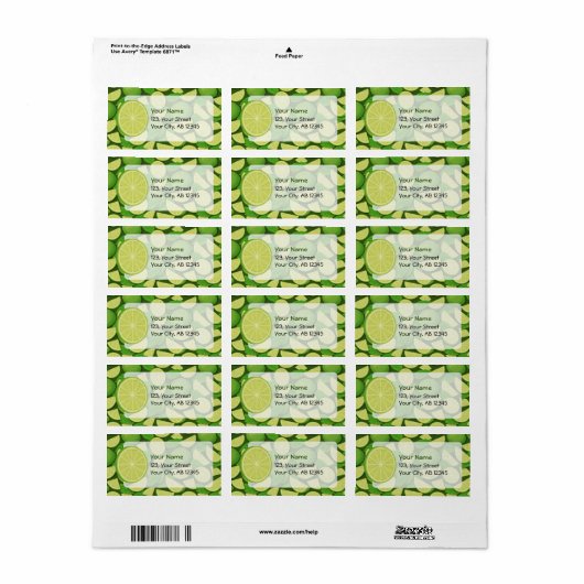 Étiquette Lime (Feuille entière)