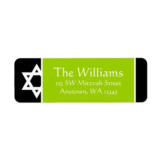 Étiquette Lime Green Black Star de David Adresse de retour (Devant)