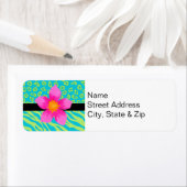 Étiquette Lime Green & Turquoise Zebra & Cheetah Pink Flower (En situation)