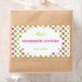 Étiquette Lime&Pink Polka Dot Cookies personnalisés faits ma (En situation)