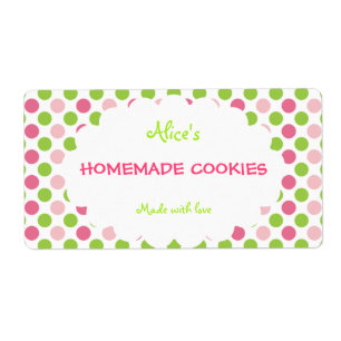 Étiquette Lime&Pink Polka Dot Cookies personnalisés faits ma