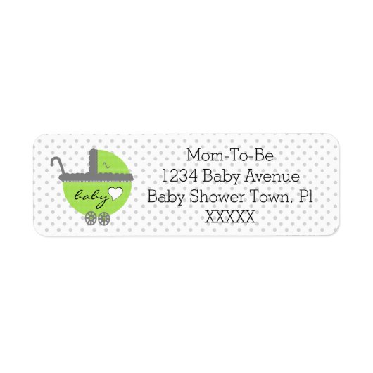 Étiquette Lime Vert & Gris Pois-Baby shower (Devant)