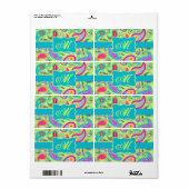 Étiquette Lime Vert Turquoise Moderne Paisley Monogramme (Feuille entière)
