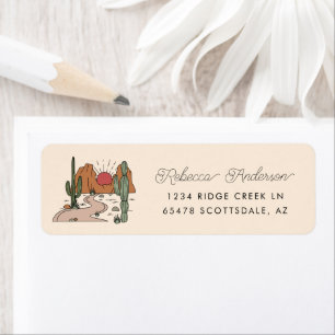 Étiquette Limite Boho Desert Script Retourner l'adresse