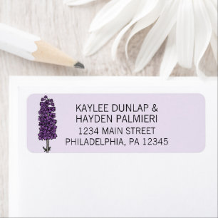 Étiquette Limite de l'adresse du Mariage de Larkspur violet