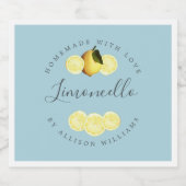 Étiquette Limoncello bleu-brillant sur mesure (Étiquettes simples)