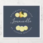 Étiquette Limoncello bleu foncé sur mesure (Étiquettes simples)