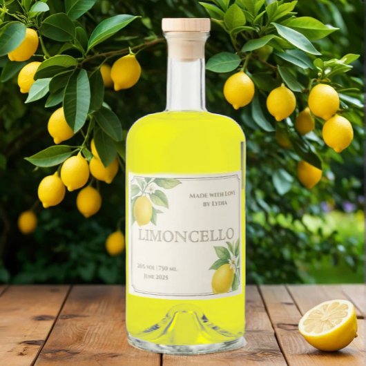 Étiquette Limoncello personnalisé avec citrons aqu