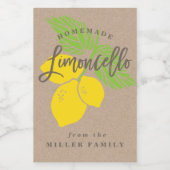 Étiquette Limoncello, Petite bouteille, mini boute (Étiquettes simples)