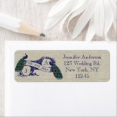 Étiquette Linen Peacock Mariage rustique (En situation)