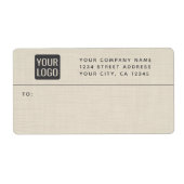 Étiquette Linge Beige Crème Texture Simple Élégant Monogramm (Devant)