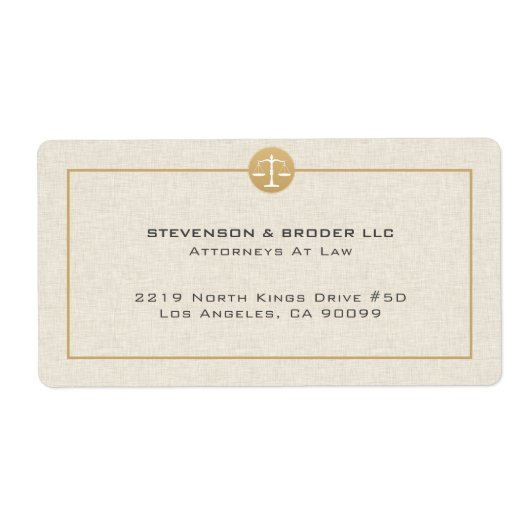 Étiquette Linge de lit beige Texture & or Logo de justice (Devant)
