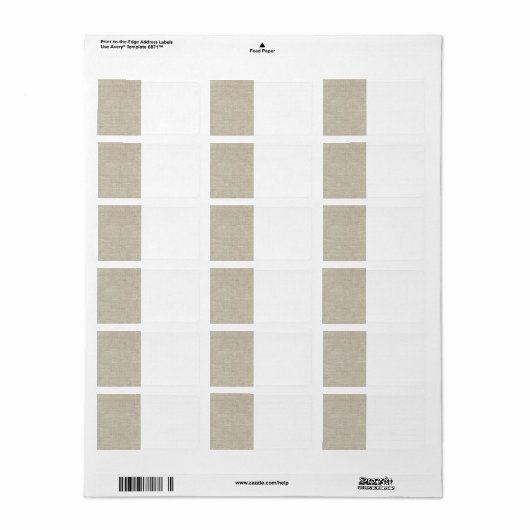 Étiquette Linge Rustique Beige Imprimé (Feuille entière)