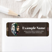Étiquette Lion blanc et femme (En situation)
