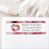 Étiquette Lipstick Distributeur Aquarelle Lip Adresse de ret (En situation)