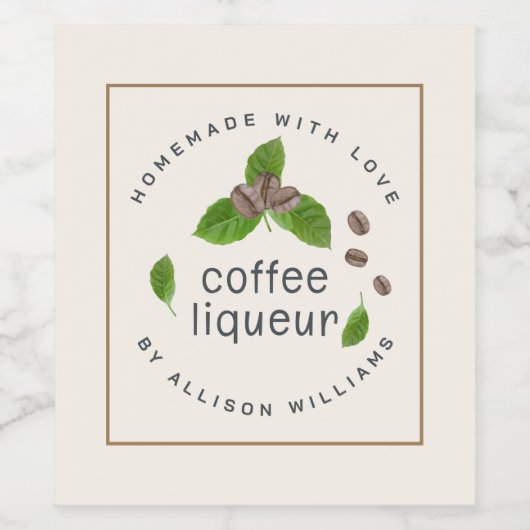 Étiquette Liqueur de café maison sur mesure (Étiquettes simples)