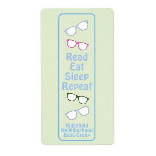 Étiquette Lire Manger Dormir Répéter Lunettes (Devant)