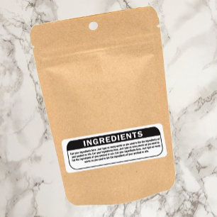 Étiquette Liste des ingrédients pour les produits