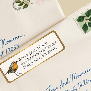 Étiquette Little Bird Custom Adresse de retour GOLD Border