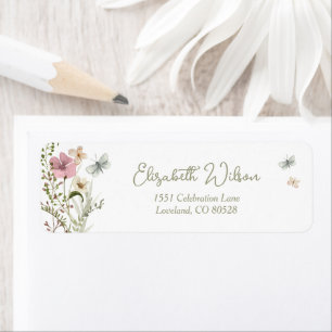 Étiquette Little Butterfly Floral Baby shower Adresse de ret