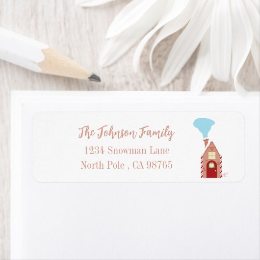 Étiquette Little Candy House Christmas Adresse de retour (En situation)