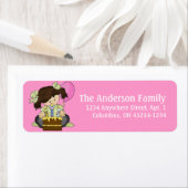 Étiquette Little Girl Birthday Party d3 Adresse de retour La (En situation)