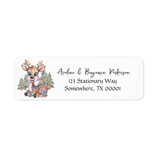 Étiquette Little Reindeer Sein Patchwork Baby shower Adresse (Devant)