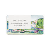 Étiquette Lively Mountain Scape Blush Aquarelle Adresse (Devant)