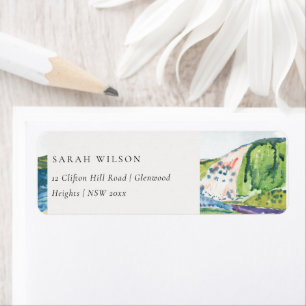 Étiquette Lively Mountain Scape Blush Aquarelle Adresse