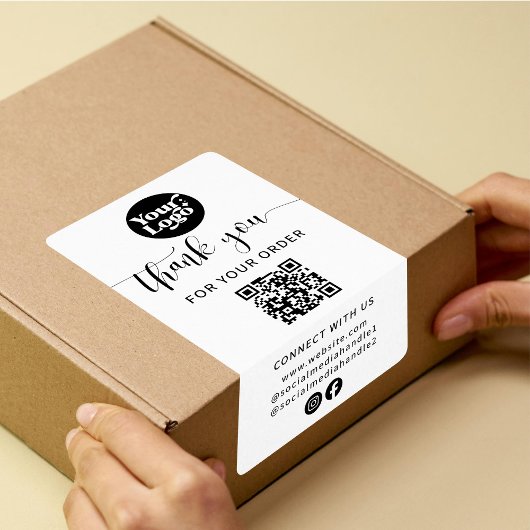 Étiquette Livraison de l'emballage QR Code Logo Boîte blanch
