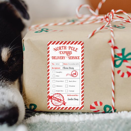 Étiquette Livraison de Noël par Père Noël North Pôle