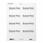 Étiquette Livraison Minimale De Petites Entreprises Noires E (Feuille entière)