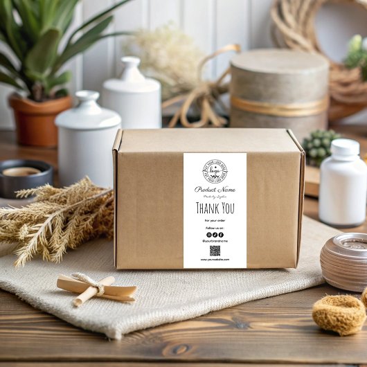 Étiquette Livraison Simple Et Moderne De Merci Noir Et Blanc