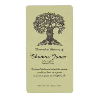 Étiquette Livre d'arbre donné en mémoire de la plaque d'imma