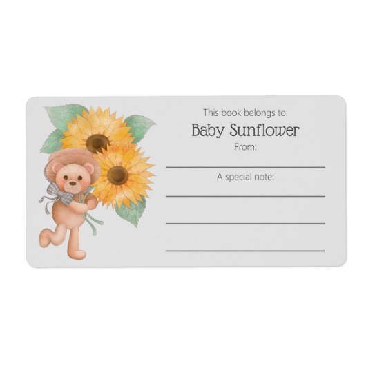 Étiquette Livre D'Ours Teddy De Tournesol Appartient À La Pl (Devant)