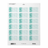 Étiquette Livres sur Shelf. Design en Turquoise et Aqua. (Feuille entière)