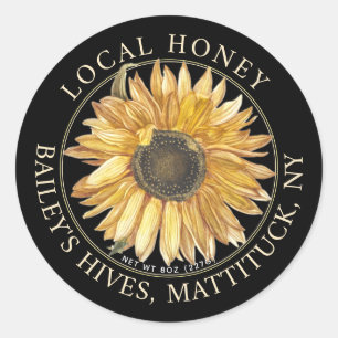 Étiquette local de miel avec tournesol Vintage sur