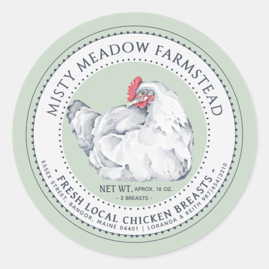 Étiquette local de pièces de poulet Hen Farmer's M (Devant)