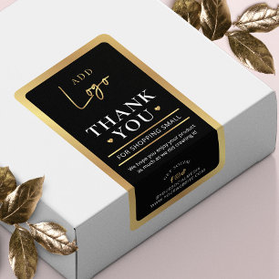 Étiquette Logo Black & Gold Merci de commande