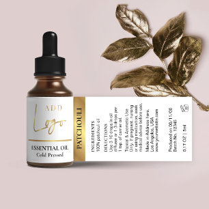 Étiquette Logo Blanc & Or Cosmetic Essential Oil Botté