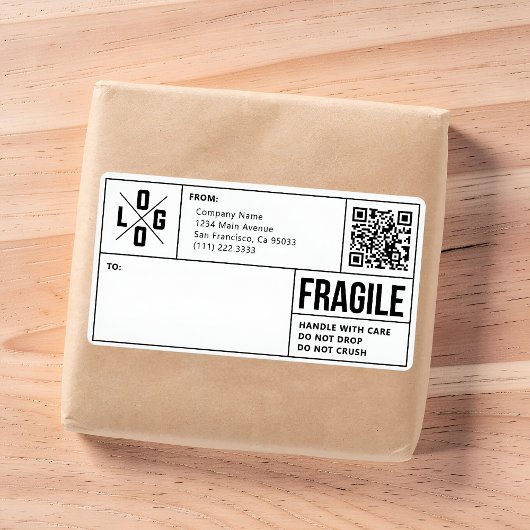Étiquette Logo Code QR d'Expédition d'Entreprise Avertisseme